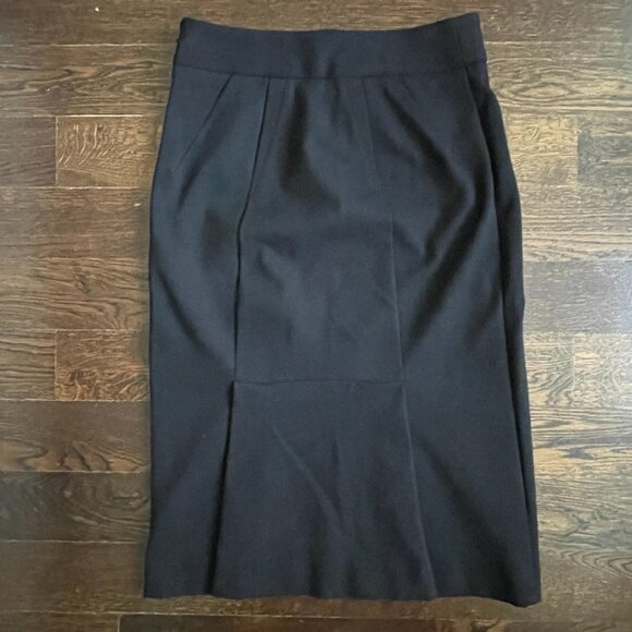 Diane Von Furstenberg Black Cougarette Midi Skirt w/Kick Flap-Size 6 - Picture 2 of 10